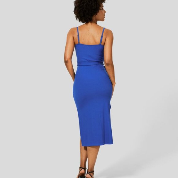 ✨Ribbed Knit Adjustable Strap Belted Backless Bodycon Midi Dress – NWT XL Blue✨ - Picture 7 of 7